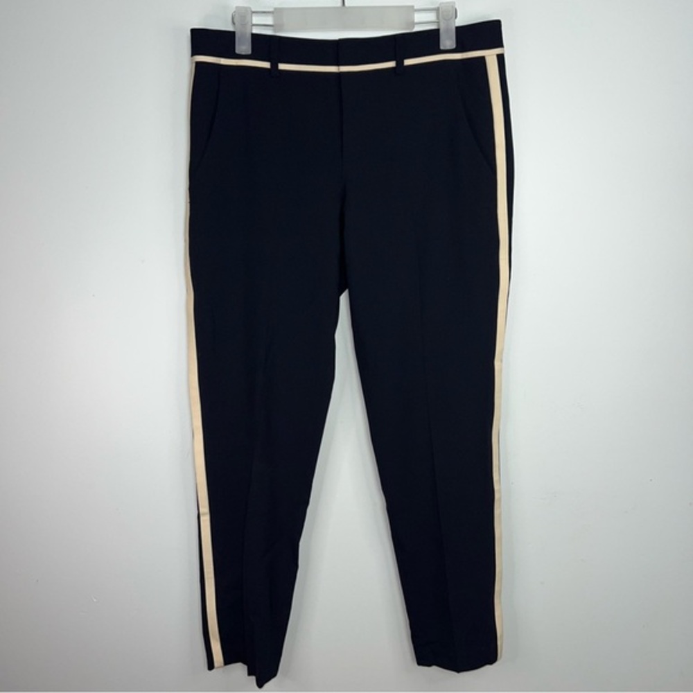 Vince Navy Blue Wool Blend Side Stripe Pants Tailored Minimalist Women’s Size 4